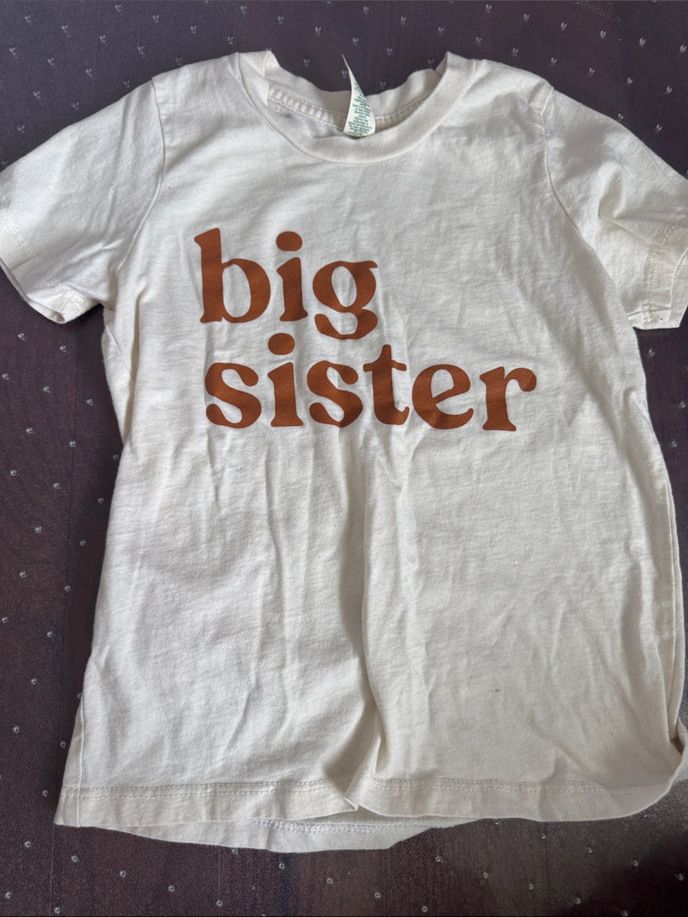Yala Cream Tee with Rust 'big sister' Graphic